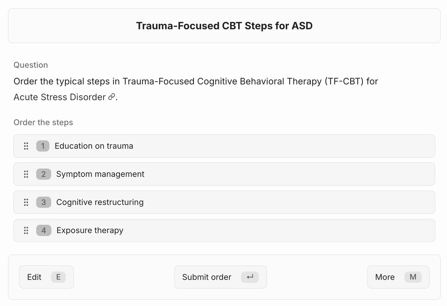Ordered question demo